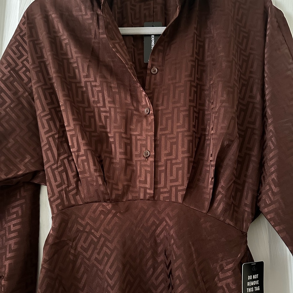 NWT Express Mocha Jacquard Dress